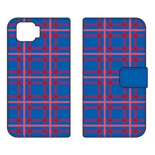 OPPO A73 CPH2099 手帳 チェック ブルー×ピンク スマホケース (受注生産)