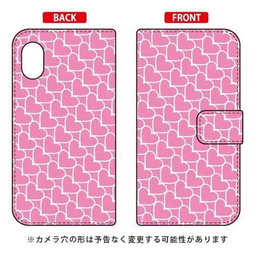 Rakuten Mini C330 手帳 ハートストライプ ピンク×ホワイト スマホケース (受注生...