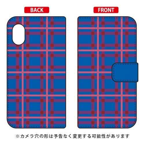 Rakuten Mini C330 手帳 チェック ブルー×ピンク スマホケース (受注生産)