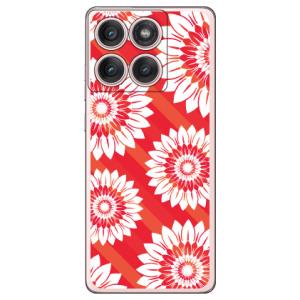 フラワーストライプ レッド （ソフト ケース カバー） YESNO motorola edge 60...