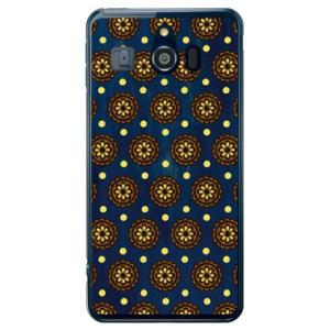 シンプルスマホ3 ケース 509SH フラワースポット レトロネイビー スマホケース (受注生産)