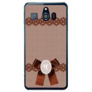 シンプルスマホ3 ケース 509SH ドット×カメオ ブラウン スマホケース (受注生産)