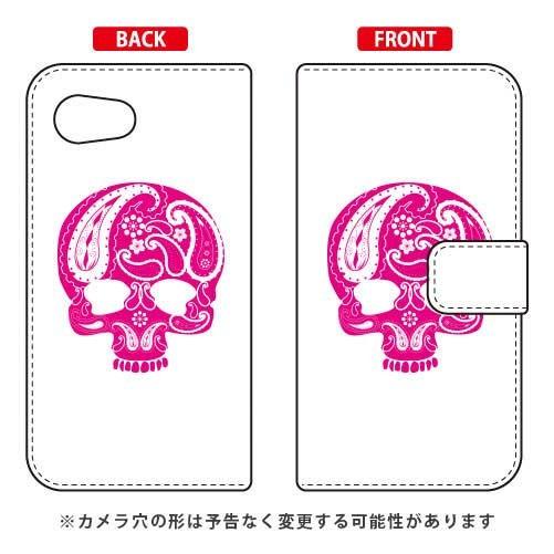 AQUOS R compact 701SH・SHV41 手帳 Paisley skull ピンク ス...