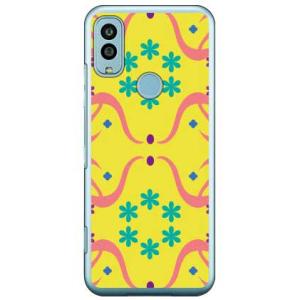 スモールフラワーパターン イエロー （ハード ケース カバー） Android One S9