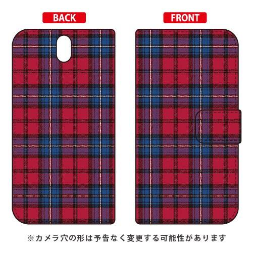 Android One S1 ケース 手帳 チェック レッド×ブルー スマホケース (受注生産)