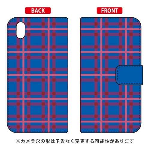 Android One S3 手帳 チェック ブルー×ピンク スマホケース (受注生産)