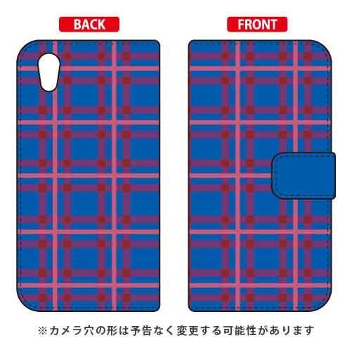 Android One S5 ケース 手帳 チェック ブルー×ピンク スマホケース (受注生産)