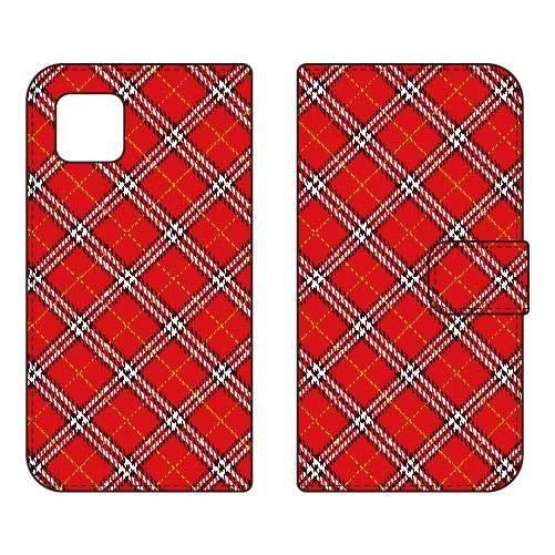 AQUOS sense4 basic A003SH 手帳 タータンチェック レッド スマホケース (...