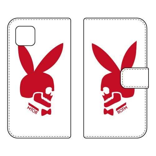 AQUOS sense4 basic A003SH 手帳 Bunny bone レッド スマホケース...