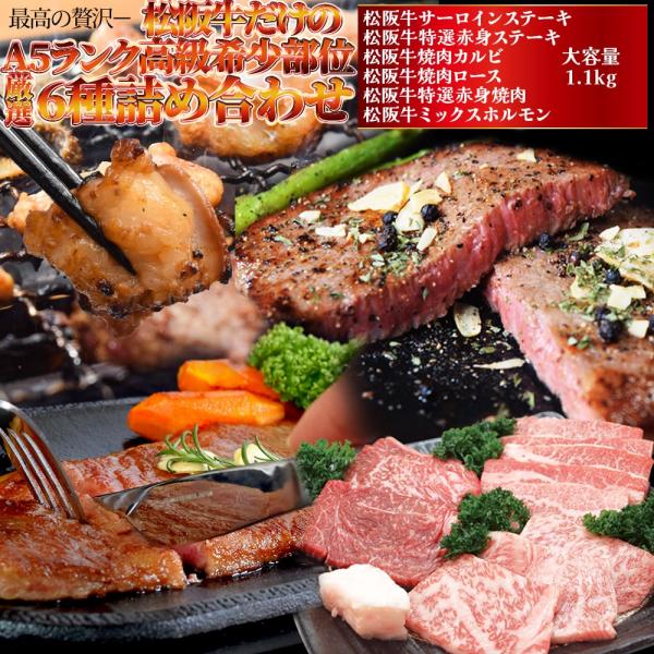 松阪牛 最高の贅沢 焼肉 バーベキュー 詰め合わせ ６種 Ａ５ランク厳選 合計１．１ｋｇ 牛肉 和牛...