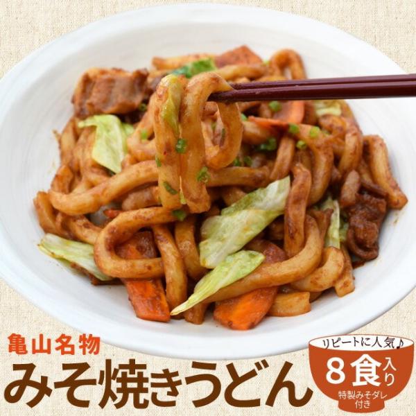 亀山 Ｂ級グルメ みそ焼きうどん お徳用 ８食 送料無料 特製 味噌 たれ付 秘密のケンミンshow...
