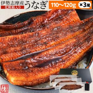 うなぎ 伊勢志摩産 たれ １１０〜１２０ｇ ３尾 たれ付 送料無料 国産 ウナギ 鰻 蒲焼き 丑の日 個包装 冷凍 化粧箱入 父の日 ギフト｜isesima