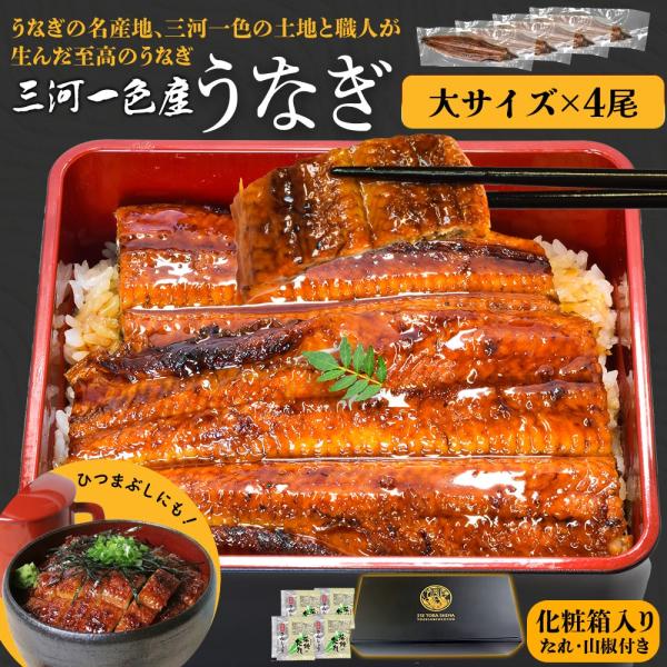 うなぎ 三河産 たれ 大サイズ ４尾 国産 ウナギ 鰻 蒲焼き 丑の日 山椒たれ付 個包装 冷凍 愛...