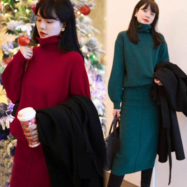 【大特価】ニットセットアップ レディース 30代 40代 秋冬 長袖 ニットセーター タートルネック...