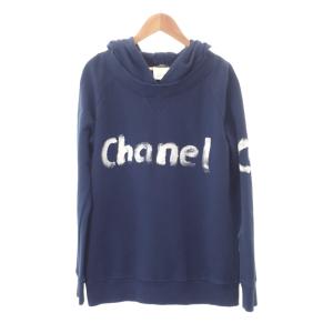 シャネル CHANEL ペイントロゴ 2013年クリスマス ノベルティ M C63122K06167AY977 パーカー コットン ネイビー【中古】【ABランク】