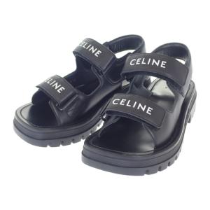 セリーヌ CELINE LEO ベルクロストラップ サンダル 345663338C.38NO カーフスキン ブラック 厚底 39 25.0cm レディース【中古】【Sランク】
