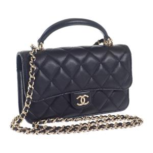 シャネル CHANEL マトラッセ フラップフォンケース AP3226 2WAY ショルダーバッグ ラムスキン ブラック レディース【中古】【Aランク】