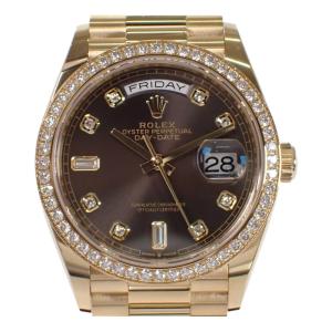 ロレックス ROLEX デイデイト 36 128348RBR 腕時計 K18YG ダイヤモンド ゴールド 自動巻き ダークグレー文字盤 メンズ【中古】【Aランク】