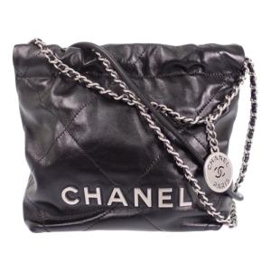 シャネル CHANEL 22 ミニ ハンドバッグ 新型 AS3980 2WAYバッグ シャイニーカーフ ブラック シルバー金具 レディース【中古】【Aランク】