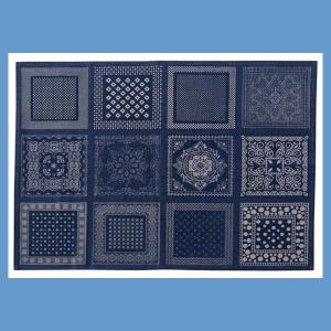 デザインラグマット（130×90cm）TTR-151BL／ブルー｜ishana