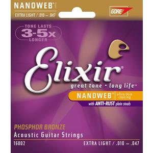 Elixir / NANOWEB with ANTI-RUST Phosphor Bronze #16002 Extra Light 10-47 アコギ弦(渋谷店)｜ishibashi-shops