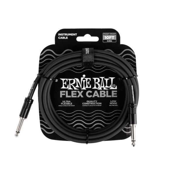 ERNIE BALL / EB6434 FLEX CABLE 10FT BK S/S ギターシールド...