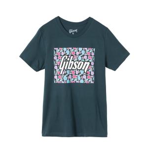 Gibson / GA-TEE-FLRL-BLU-SM Floral Block Logo Tee (Blue) Small ギブソン Tシャツ Sサイズ｜ishibashi