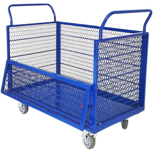 カゴ台車 メッシュ台車 折りたたみ 運搬車 カゴ付き台車 ブレーキ付き 静音 耐荷重300kg 倉庫...