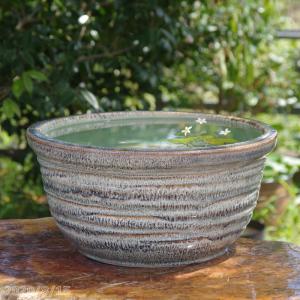 信楽焼 睡蓮鉢　天目ひねり 13号 （外径41cm 高さ20cm）　