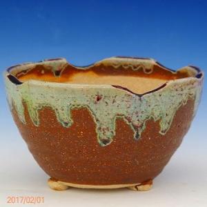 信楽焼 植木鉢 陶器 昭和の時代作 約50年前の本格的な 生子輪型 20号