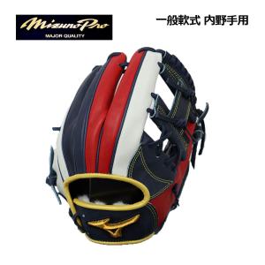 Mizuno Pro ミズノプロ 限定品 坂本型 型押しレザー Dブルー×レッド