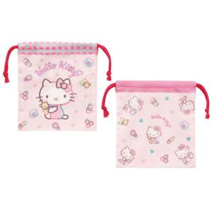 スケ638763 【サンリオキャラクターズ】マチ付き巾着2Pセット【ハローキティ】【キティちゃん】【キティ】【きてぃ】【巾着】【巾着袋】【袋】 【きんちゃく】…