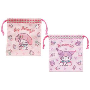 スケ638787 【サンリオキャラクターズ】マチ付き巾着2Pセット【マイメロディ】【クロミ】【巾着】【巾着袋】【袋】 【きんちゃく】【小物入れ】【収納】【子供…