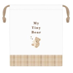 カミ217021 【オリジナル】マチ付き巾着【MY TINY BEAR】【クマ】【動物】【アニマル】【ポーチ】【ケース】【小物入れ】 【きんちゃく】【袋】【収納】【子…