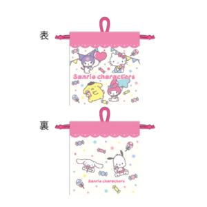 マル3065017900　【サンリオキャラクターズ】巾着【S】【ポップキャラクターズ】【ハローキティ】【マイメロディ】【クロミ】【ポムポムプリン】【ポーチ】【…