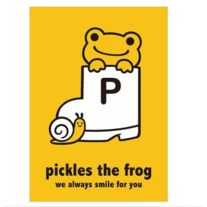 ナカ195005-24　【かえるのピクルス】【pickles the frog】ポストカード【イエロー】【黄色】【長靴】【ピクルス】【ぴくるす】【かえる】【カエル】【カエル…