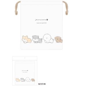 カミ223579 【オリジナル】マチ付き巾着【ゆるわん】【犬】【動物】【アニマル】【ポーチ】【ケース】【小物入れ】【袋】【収納】【遠足】【アウトドア】【子…