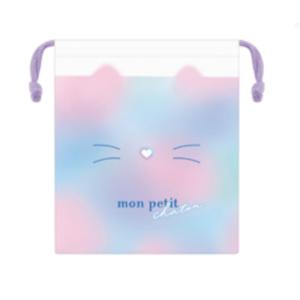 カミ223581【オリジナル】マチ付き巾着【mon petit chaton】【ネコ】【動物】【アニマル】【ポーチ】【ケース】【小物入れ】【袋】【収納】【遠足】【アウトド…