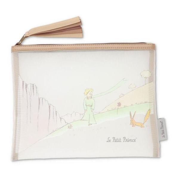 ゾウ8749 【送料無料】【星の王子さま】メッシュポーチフラット【ベージュ】【茶】【絵本】【ケース】...