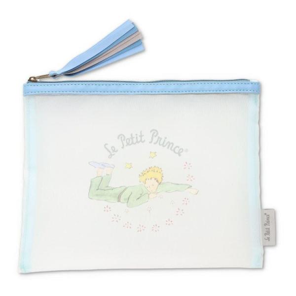 ゾウ8756 【星の王子さま】メッシュポーチフラット【ブルー】【青】【絵本】【ケース】【小物入れ】【...