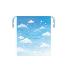カミ229798 オリジナル　マチ付き巾着FLOATING SKY　空　雲　ポーチ　ケース　袋　小物入れ　コップ入れ　収納　遠足　アウトドア　雑貨　グ