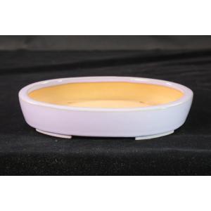 人気常滑作家 渡辺壹興作 壹興造記「壱興均釉切立切足楕円鉢」(約26.0cm)