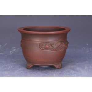 盆栽小鉢：美芸（常滑）六角鬼面足面付鉢 15.5cm*資材 : 遊恵盆栽