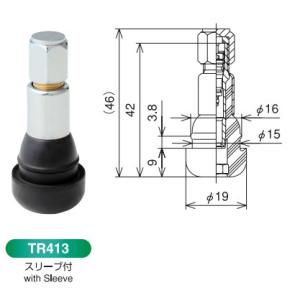 【ポイント5倍】スナップインバルブ スリーブ付き 太平洋工業製 TR-413S 4個セット｜ishii-shokai