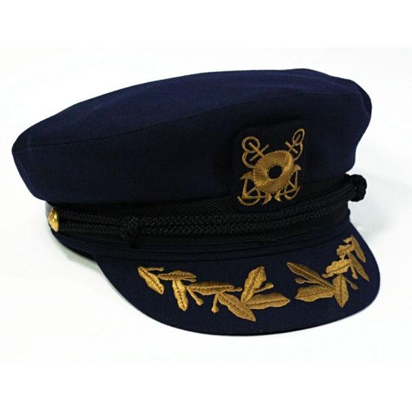 オーナーズシーマン　山吹色ワッペン　キャプテンマリン　船長帽　大きいサイズ　帽子　ウール　M(56....