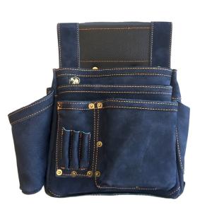 ふくろ倶楽部 朱雀 新型ヌバック 四型 SZN-834NV INDIGO 墨つぼホルダー付 NUBUCK LEATHER 腰袋 釘袋｜ishikana