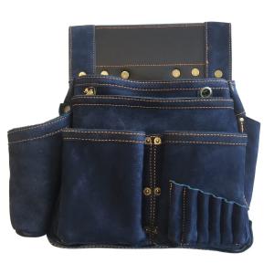 ふくろ倶楽部 朱雀 新型ヌバック 六型 SZN-836NV INDIGO 墨つぼホルダー付 NUBUCK LEATHER 腰袋 釘袋｜ishikana