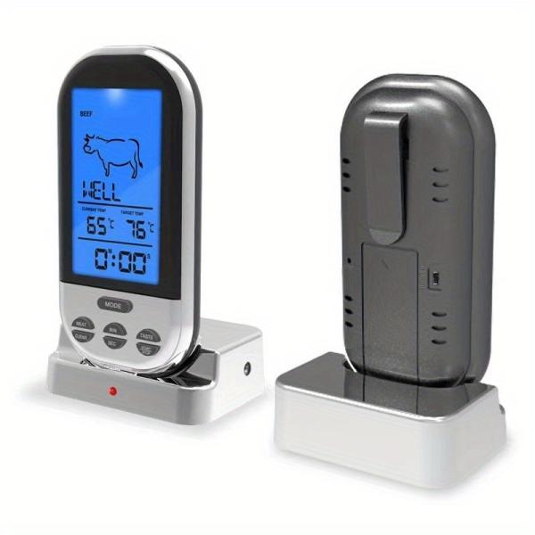 1pc、ワイヤレスデジタル温度計、肉温度計、BBQグリル温度計、リモートフードクッキングモニター、キ...