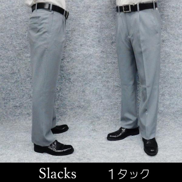 秋冬　スラックス　ワンタック　ベーシックパンツ　グレー/マイクロチェック　らくらくウエスト　79cm...
