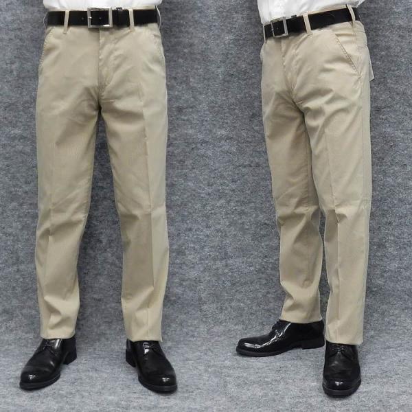 ★スリムノータック　スラックス　ビジカジパンツ　春夏　ライトベージュ　マイクロ千鳥格子　スーパースト...